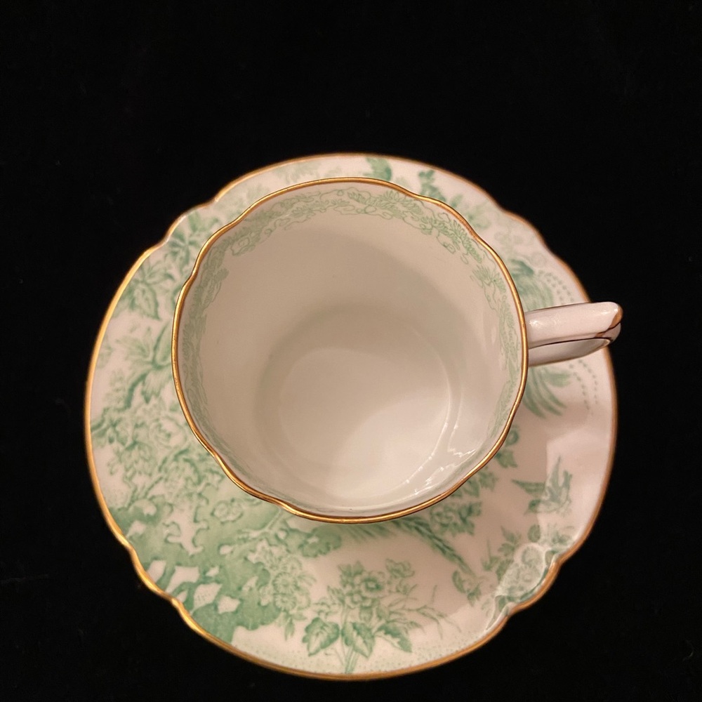 Green Aves by Royal Crown Derby Demitasse Cup & Saucer Vintage Toile - Picture 7 of 12
